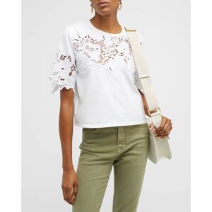 Veronica Beard Carnaby Lace Inset Tee Size Small